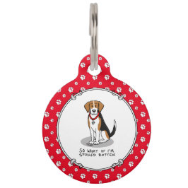 Placa Para Mascotas Beagle Malcriado Podrido (tri color 3) Perro Diver