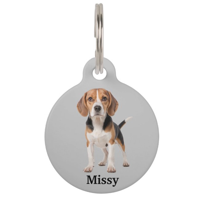 Placa Para Mascotas Beagle Personalize (Anverso)