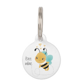 Placa Para Mascotas Bee Mine Bumblebee Amarillo Negro