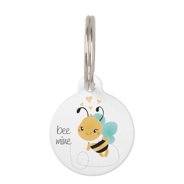 Placa Para Mascotas Bee Mine Bumblebee Amarillo Negro (Anverso)
