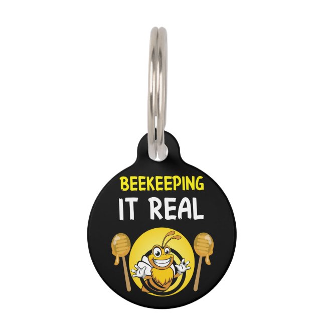 Placa Para Mascotas Beekeeper Art BeeKeeping It Real (Anverso)