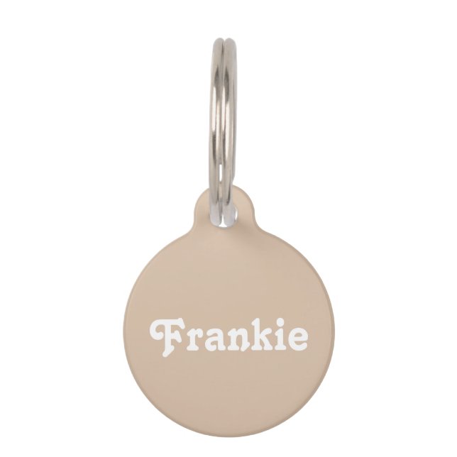 Placa Para Mascotas Beige Retro (Anverso)