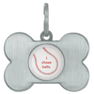 Placa Para Mascotas Béisbol, persigo bolas, etiquetas de mascota para