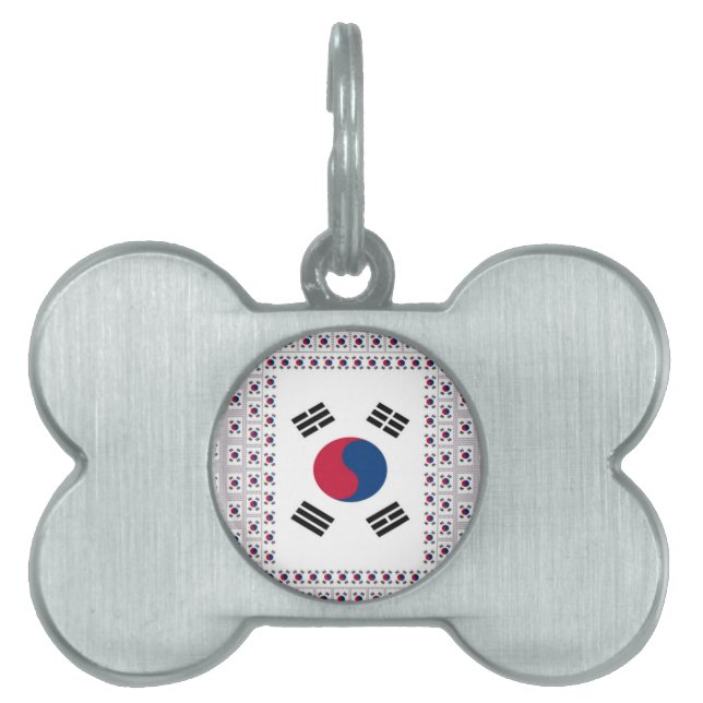 Placa Para Mascotas Bella Bandera Diagonal Coreana: Un Arte Infinito (Frente)