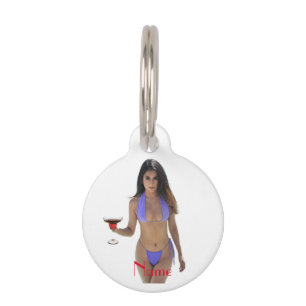 Placa Para Mascotas Belleza de bikini de pelo negro Thunder_Cove