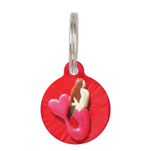 Placa Para Mascotas belleza de la sirena de cola roja