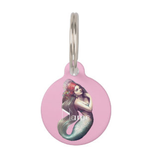 Placa Para Mascotas Belleza de la sirena pelirroja Thunder_Cove