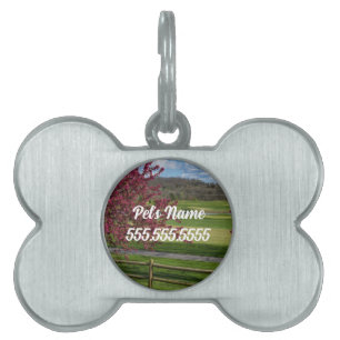 Placa Para Mascotas Belleza de primavera en etiqueta de identificación
