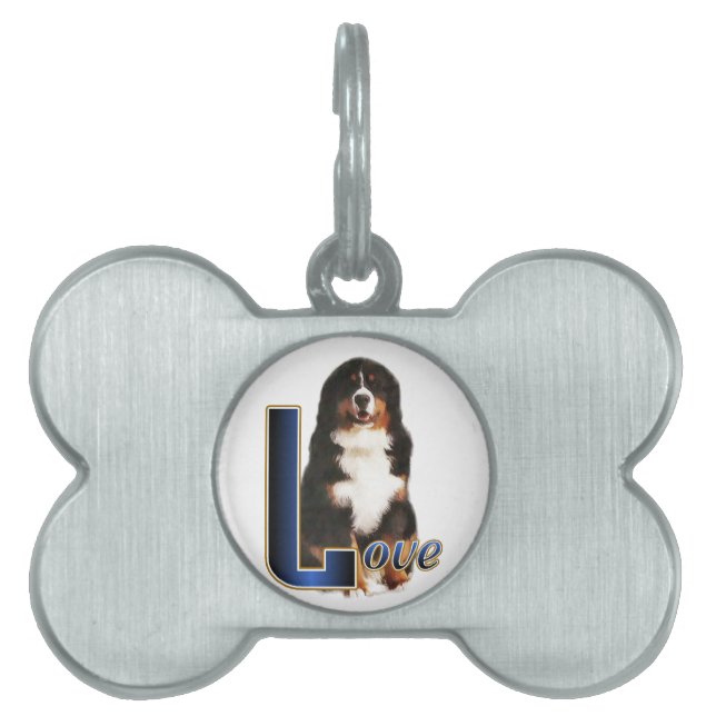 Placa Para Mascotas Bernese Mountain Dog Love (Frente)