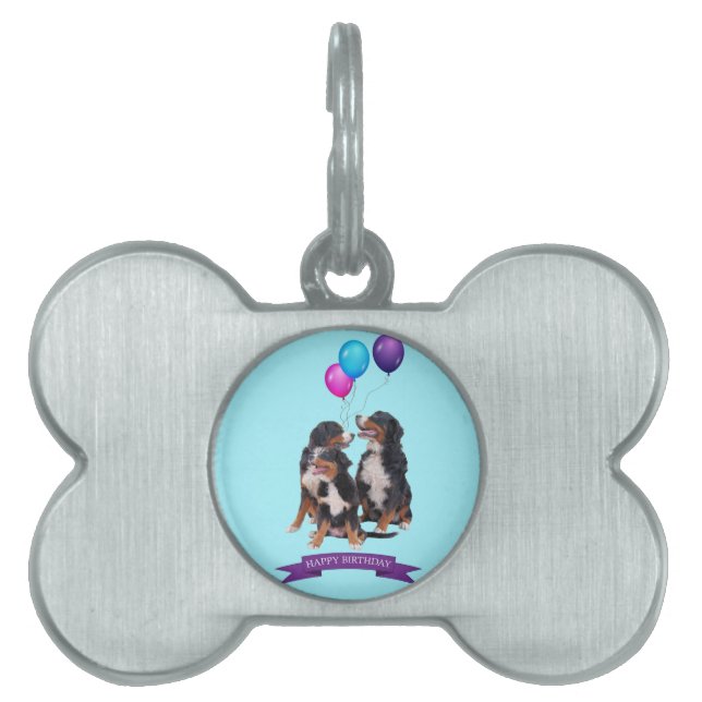 Placa Para Mascotas Bernese Mountain Dogs Feliz cumpleaños (Frente)