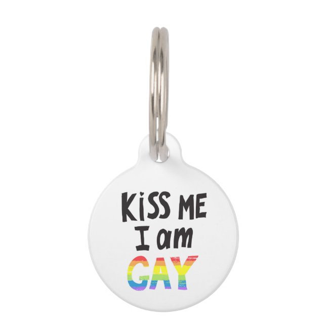 Placa Para Mascotas Bésame, soy gay (Anverso)