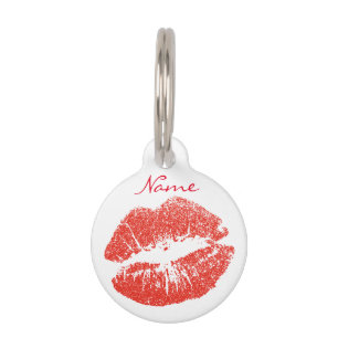 Placa Para Mascotas Besar labios rojos Thunder_Cove
