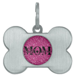 Placa Para Mascotas Best mom ever, glitter, pink, custom