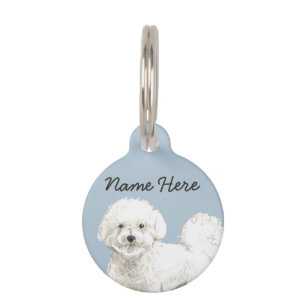 Placa Para Mascotas Bichon Frise White Dog Blue lindo