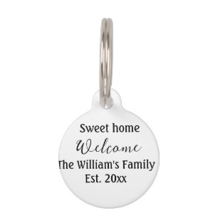 Placa Para Mascotas Bienvenido dulce hogar agregar nombre de familia a