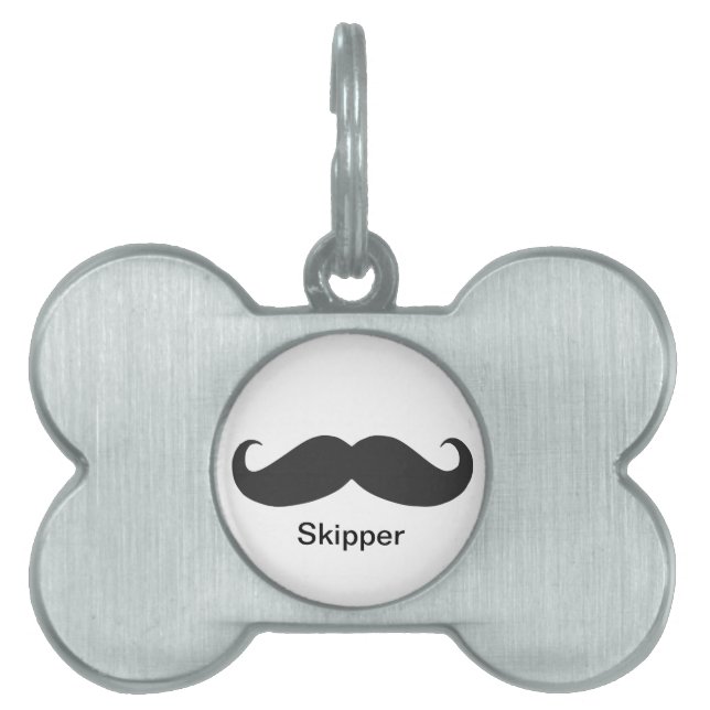Placa Para Mascotas bigote divertido (Frente)