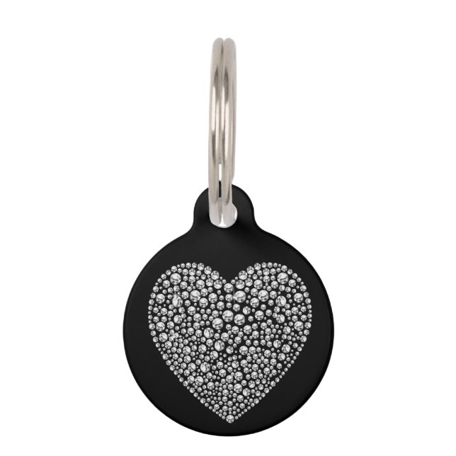 Placa Para Mascotas Bing Diamond Heart Dog Cat Mascota ID Perdida (Anverso)