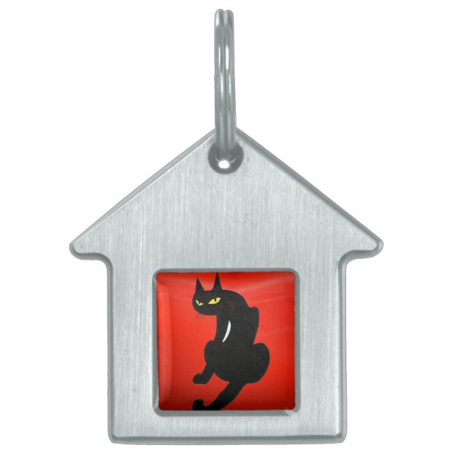 Placa Para Mascotas BLACK CAT, Red Ruby (Frente)