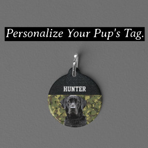 Placa Para Mascotas Black Lab Rugged Camo Name Guay Dog Animal Mascota