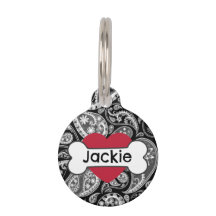 Black Paisley Heart Bone