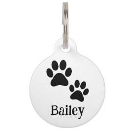 Placa Para Mascotas Black Pet Paw Simple (Bailey)