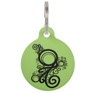 Placa Para Mascotas Black Swirls Art Nouveau