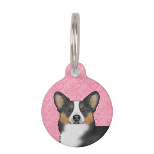 Placa Para Mascotas Black Tri Pembroke Welsh Corgi Corazones de Amor R