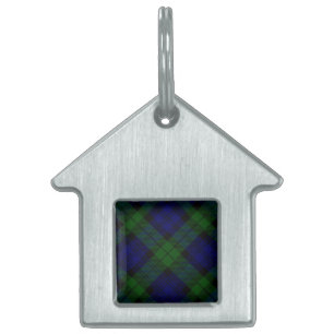 Placa Para Mascotas Black Watch Tartan Blue Green Plage