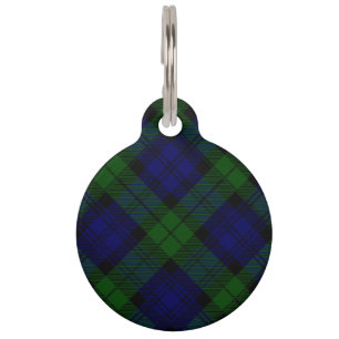 Placa Para Mascotas Black Watch Tartan Blue Green Plage