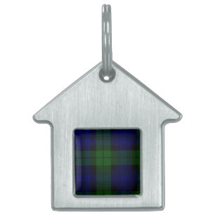 Placa Para Mascotas Black Watch Tartan Blue Green Plage