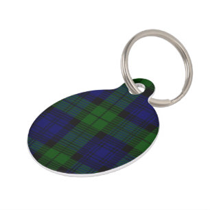 Placa Para Mascotas Black Watch Tartan Blue Green Plage