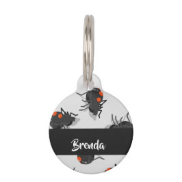 Placa Para Mascotas Black widow spider pattern