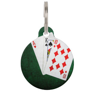 Placa Para Mascotas Blackjack 21 punto - As, Rey, Diez