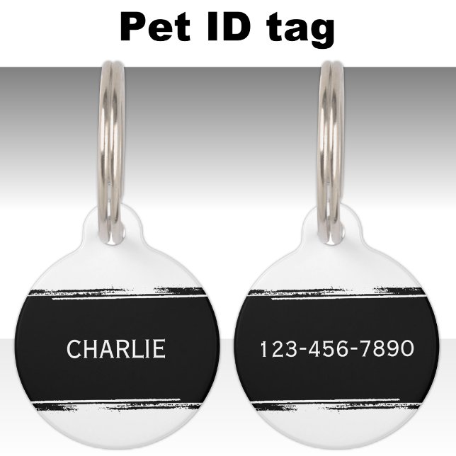 Placa Para Mascotas Blanco negro agrega un nombre y un número de conta (Subido por el creador)
