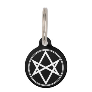 Placa Para Mascotas Blanco Unicursal del Hexagram de Falln