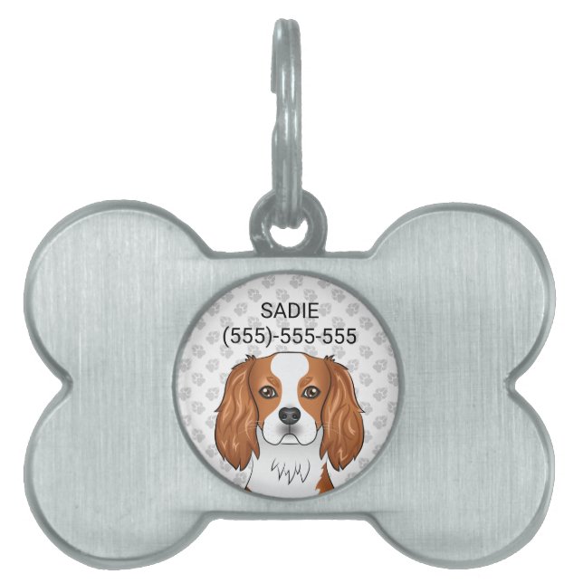 Placa Para Mascotas Blenheim Cavalier King Charles Spaniel & Texto (Frente)