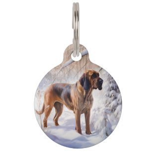 Placa Para Mascotas Bloodhound Deja que nieve Navidad