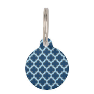 Placa Para Mascotas Blue and Baby Blue Trellis, Lattice, Quatrefoil