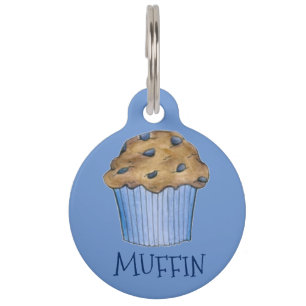 Placa Para Mascotas Blue Blueberry Baked Goods Muffin Personalizado