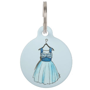 Placa Para Mascotas Blue Chiffon 1950 Vintage Fashion Retro Prom