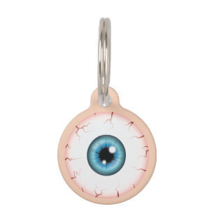 Placa Para Mascotas Blue Iris Eyeball Bloodshot Eye Halloween Eyeball