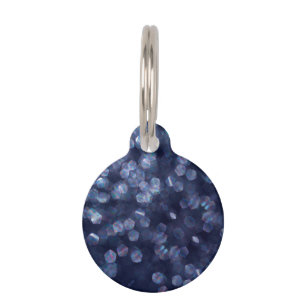 Placa Para Mascotas Blue Sparkle Bokeh Lights