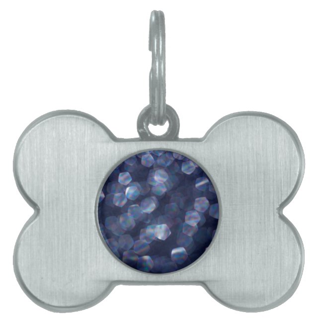 Placa Para Mascotas Blue Sparkle Bokeh Lights (Frente)