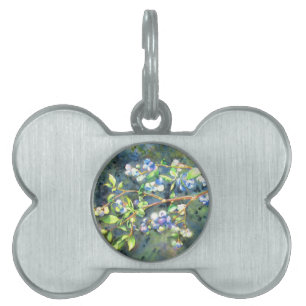 Placa Para Mascotas Blueberries, fruta romántica