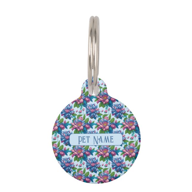 Placa Para Mascotas Blumenmuster: Dahlienzauber -  (Anverso)