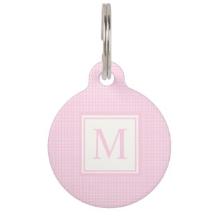 Placa Para Mascotas Blush Suave Rosa Bebé y Cuadros Blancos