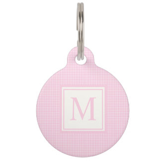 Placa Para Mascotas Blush Suave Rosa Bebé y Cuadros Blancos