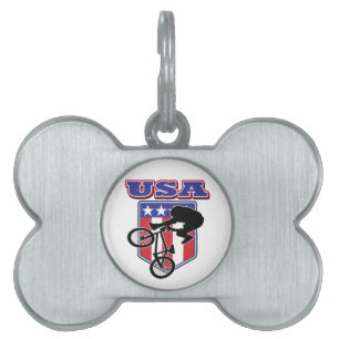 Placa Para Mascotas BMX Biker de USA