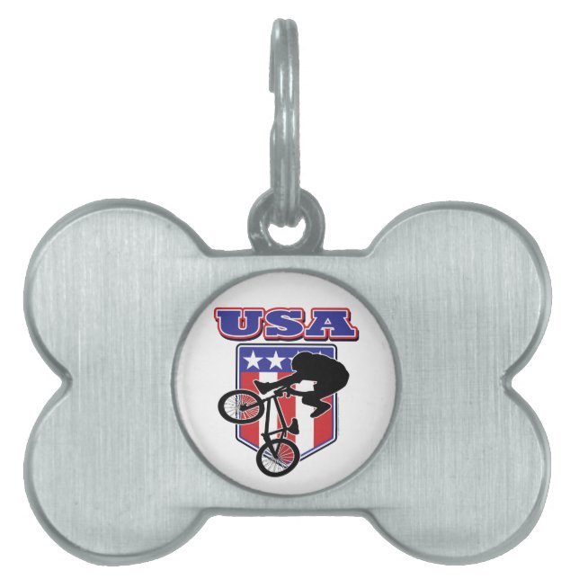 Placa Para Mascotas BMX Biker de USA (Frente)