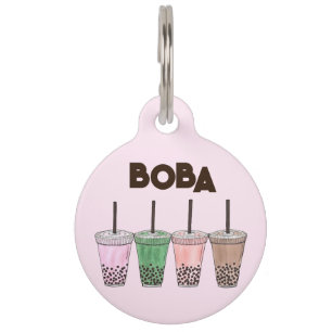 Placa Para Mascotas Boba Bubble Tapioca Pearl Milk Tea Bebe Foodie
